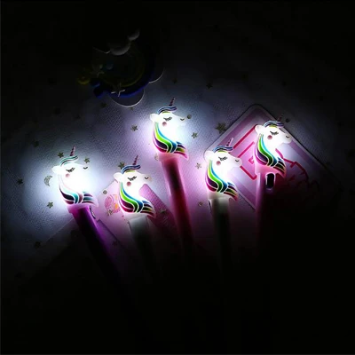 Night light pen 1 шт. Единорог светящаяся ручка креативный мультфильм девочка мальчик 0,5 мм каваи подарок ручка для школы офиса канцелярские принадлежности - Цвет: Night light pen