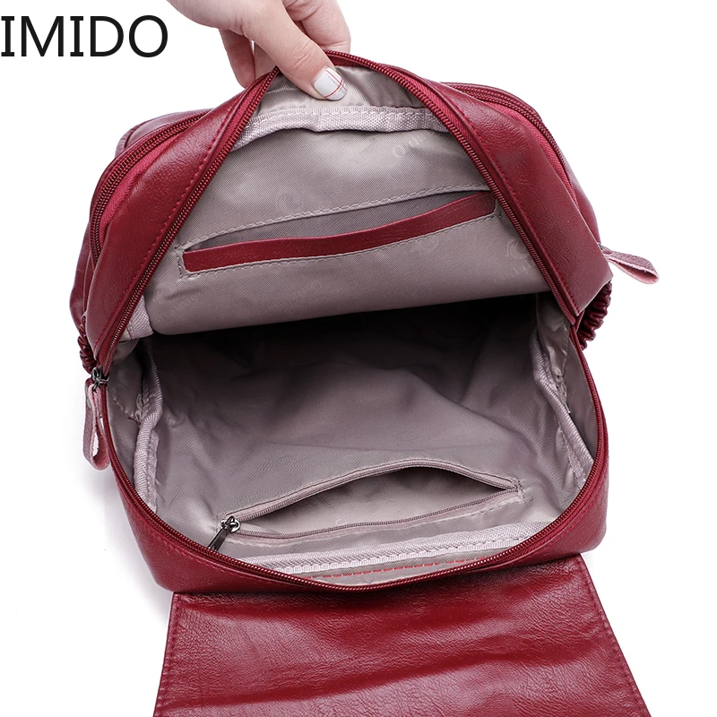 IMIDO, роскошные женские рюкзаки, высокое качество, рюкзак из искусственной кожи, женские школьные сумки для девушек, модная Вместительная дорожная сумка