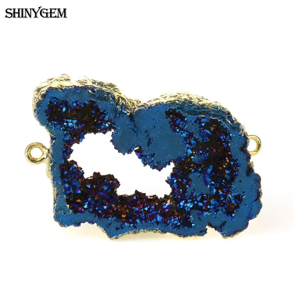 ShinyGem бразильский позолоченный Druzy Соединитель неправильное сырье натуральный камень, соединитель Подвески для изготовления ювелирных изделий оптом