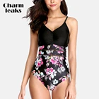 Женский цельный купальник Charmleaks, с вырезами, винтажный купальник с цветочным принтом, сексуальный купальник-монокини