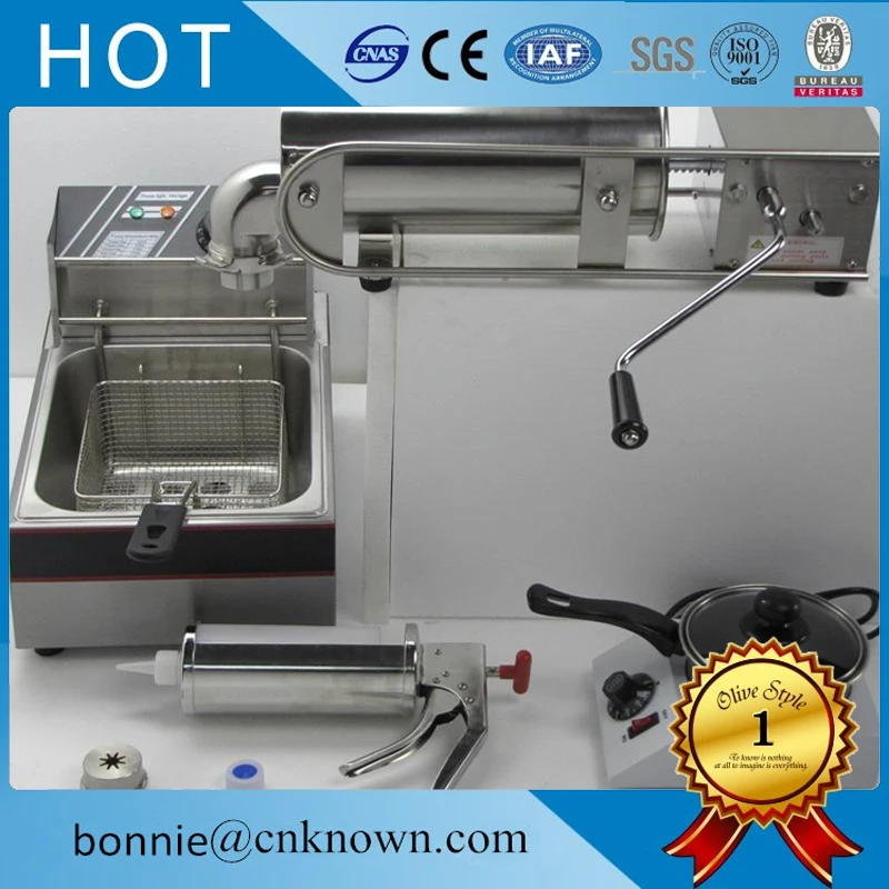 

Stainless steel(#304) spain churros machine with fryer chocolate melting pot chocolate jam filling machine