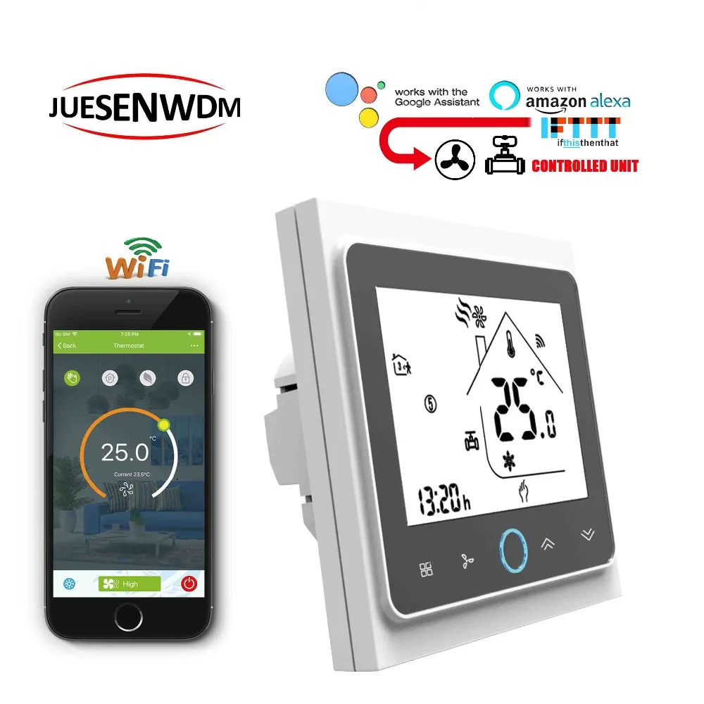 TUYA 95 240VAC 24v температура отопления охлаждения термостат WI FI Американская
