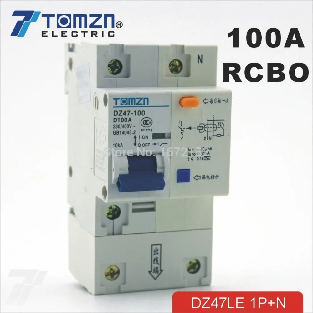 

DZ47LE 1P+N 100A D type 230V/400V~ 50HZ/60HZ Residual current Circuit breaker with over current and Leakage protection RCBO