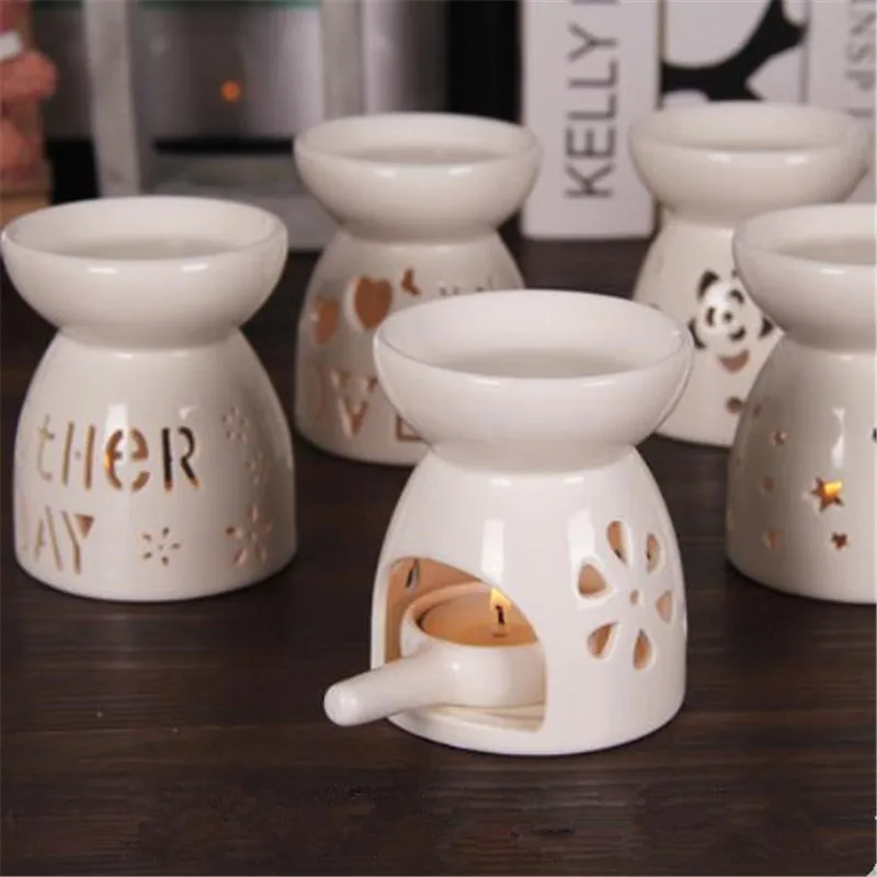 Белая фарфоровая ароматерапевтическая масляная лампа ручной работы