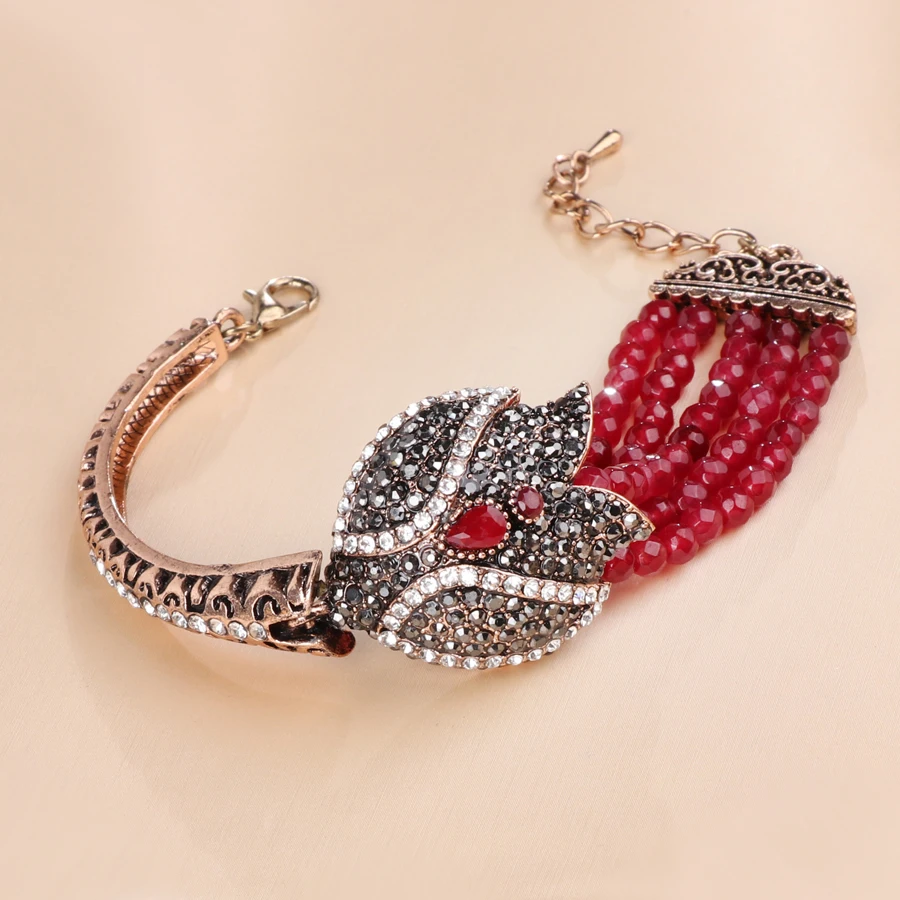 Очаровательные браслеты Kinel из Красного Натурального Камня модные золотые