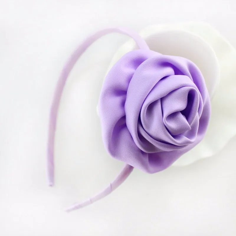 purple 1 шт.; повязка для волос с цветами для девочек; атлас с розочками; повязка на голову с цветами; Аксессуары для девочек; одежда на голову для детей; минимальный заказ$3 - Цвет: purple