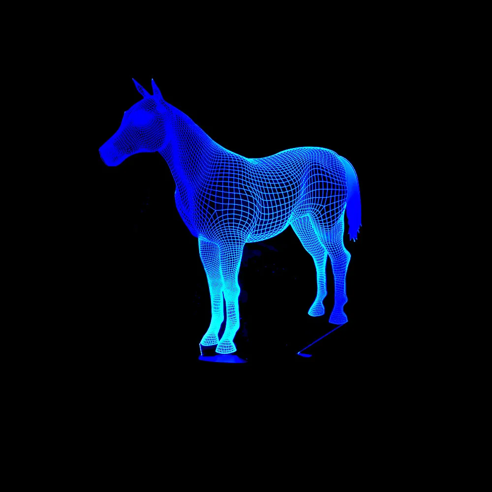 Новые животные лошадь 3d ночник 7 Красочные сенсорный пульт Usb подарки светильники