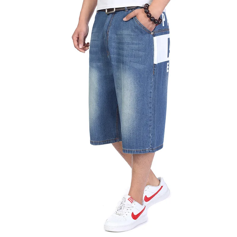 Мешковатые джинсы мужские джинсовые укороченные брюки свободные уличные