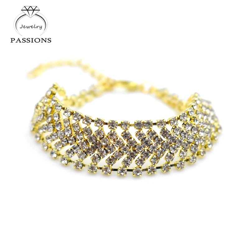 Оптовая продажа богемный Блестящий плетеный браслет стразы серебряного цвета и