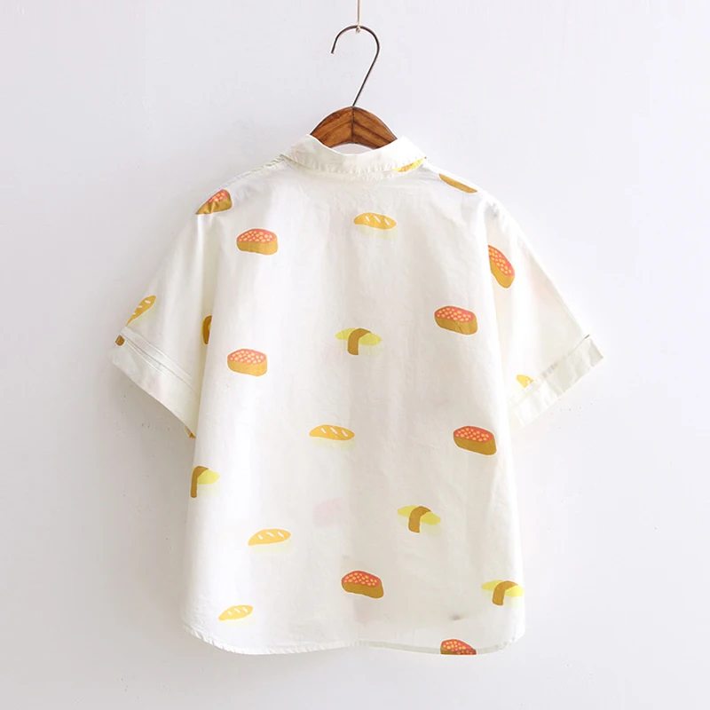 Летние новые японские Harajuku ветер женщины для отдыха мультфильм суши печати