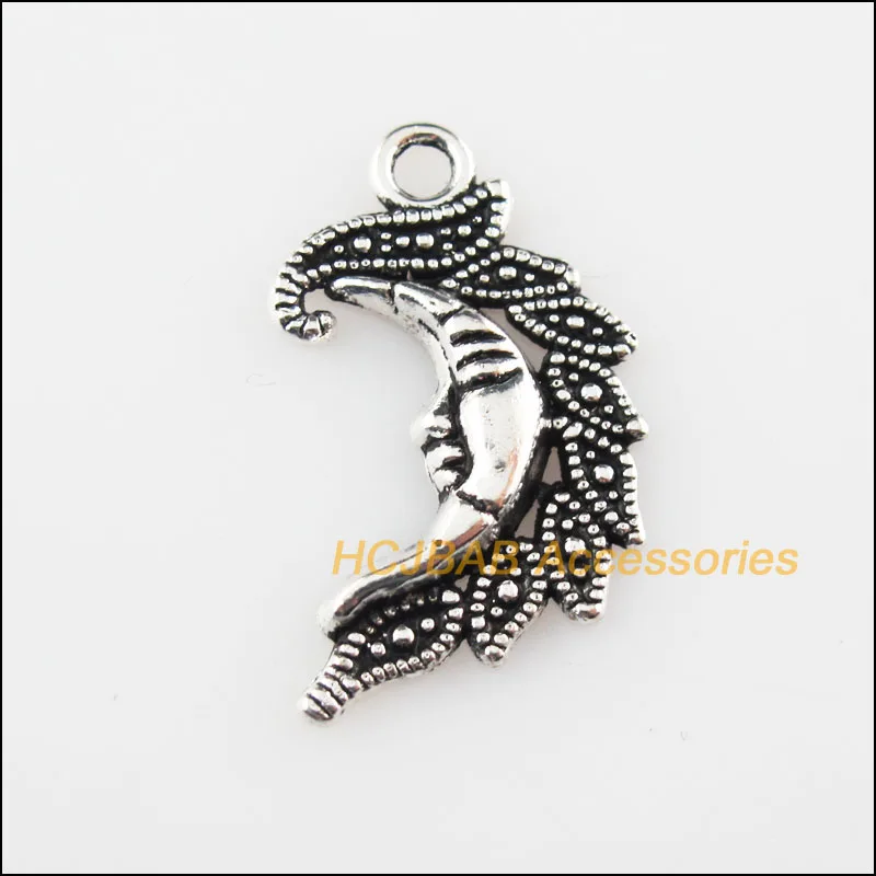 Мода 18 шт. Тибетский серебристый цвет Улыбка в виде лунообразного лица 15x26mm |