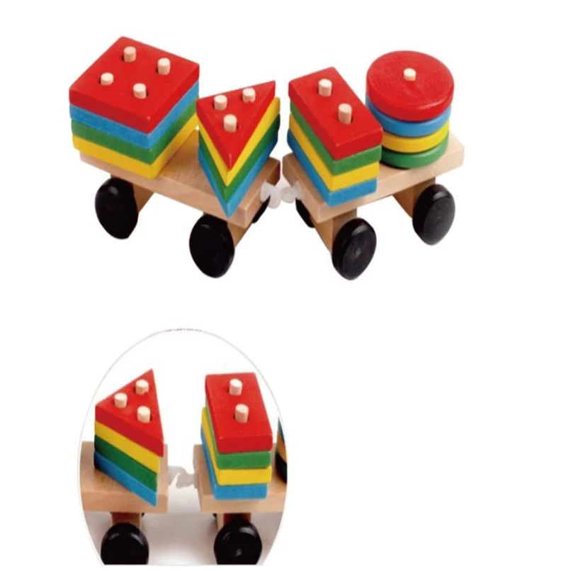 Новый дизайн детский деревянный поезд грузовик набор геометрических блоков