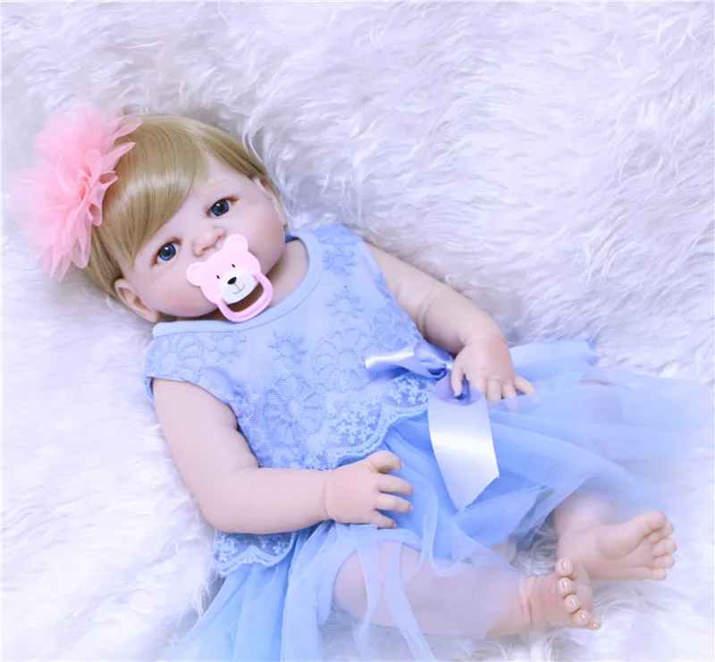 

DollMai bebe reborn, полностью силиконовая виниловая Кукла reborn baby DollMai, 22 дюйма, для тела девочки, блонд, волосы, парики, можно вводить в воду, игрушка, ...