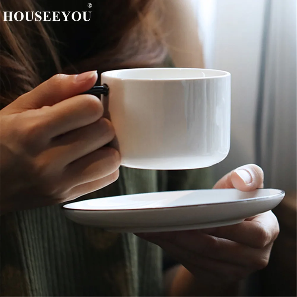 Простая британская кофейная чашка HOUSEEYOU набор блюдца чайные чашки с ложкой и