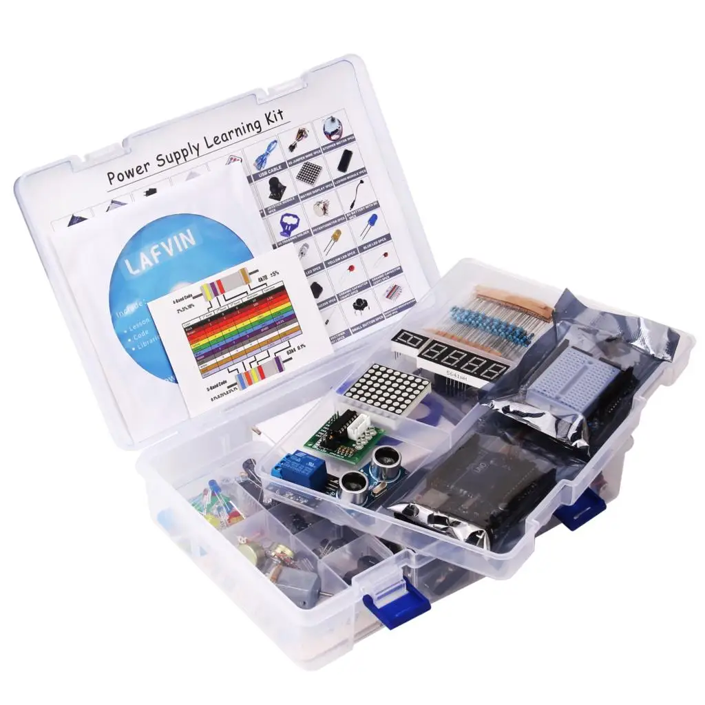 

Стартовый набор Project Super Starter Kit, 10 компл./лот LAFVIN UNO, включая ультразвуковой датчик, LCD1602 с учебным пособием для Arduino