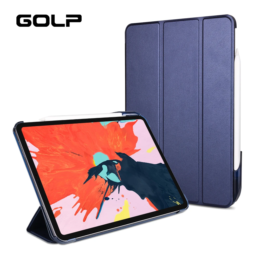 

Откидной Чехол для iPad Pro 11 2018, чехол с держателем для карандашей, умный чехол GOLP из искусственной кожи с подставкой и жесткой задней крышкой и...