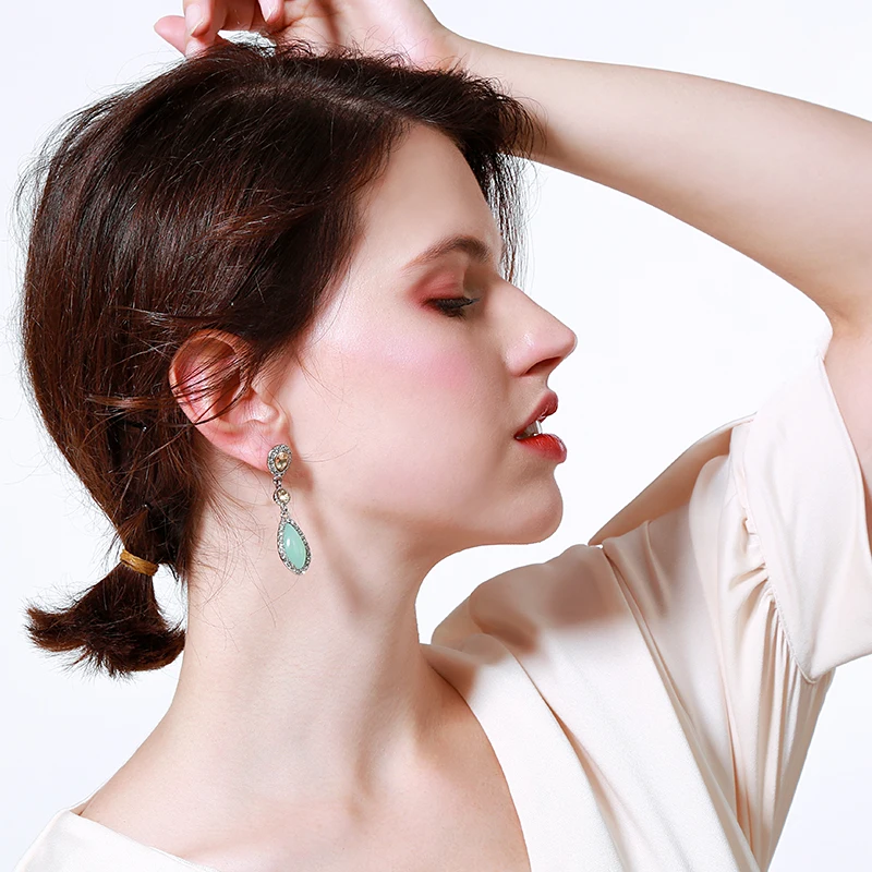 Хит продаж этнические богемные синие серьги капли из смолы для женщин модные