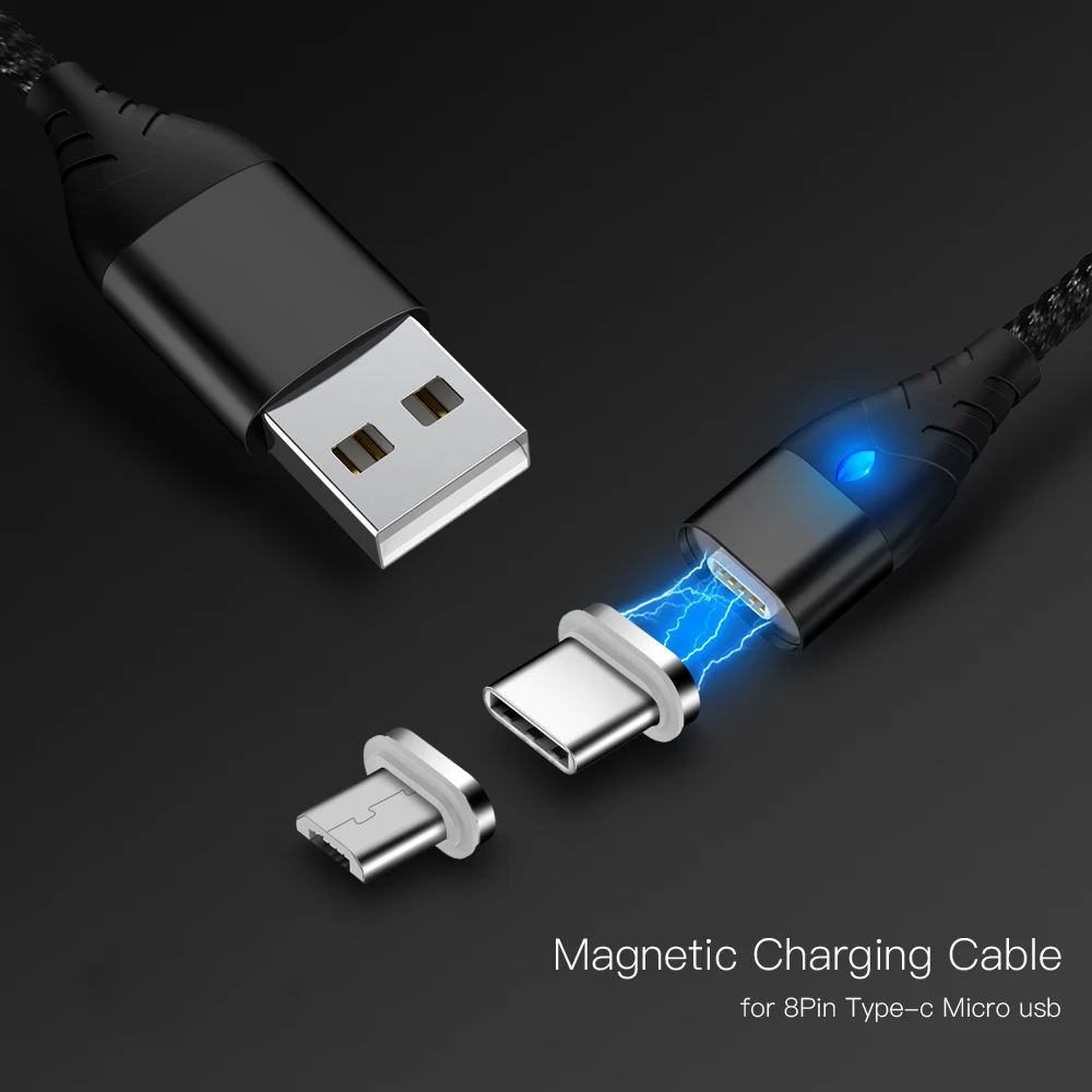 Магнитный USB кабель 3 А для быстрой зарядки Micro Type C Samsung Xiaomi универсальный шнур