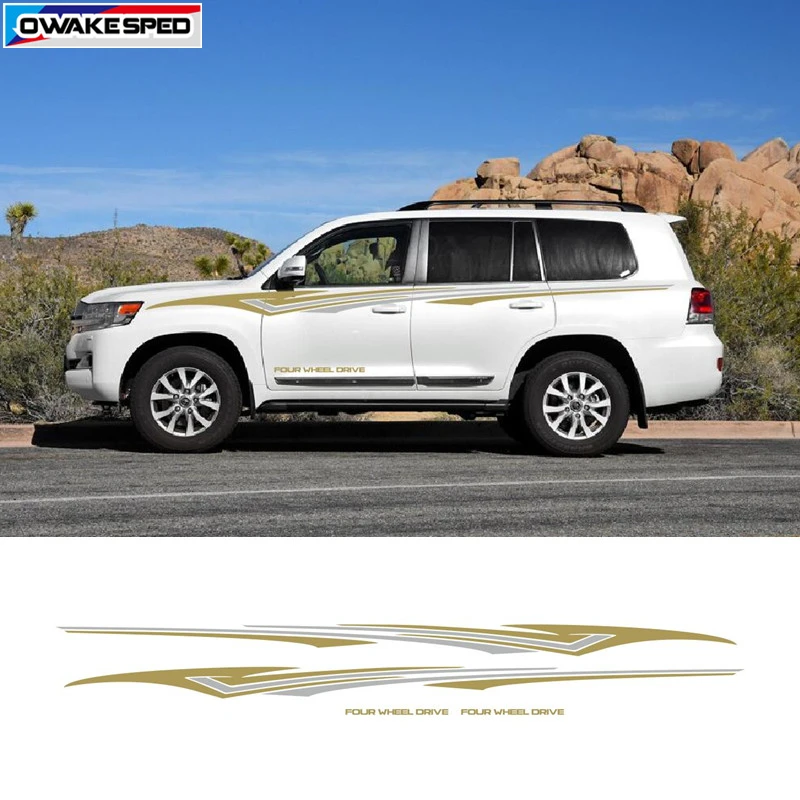 Виниловая наклейка на 4 колеса Стайлинг автомобиля полосы талии для Toyota Prado Land