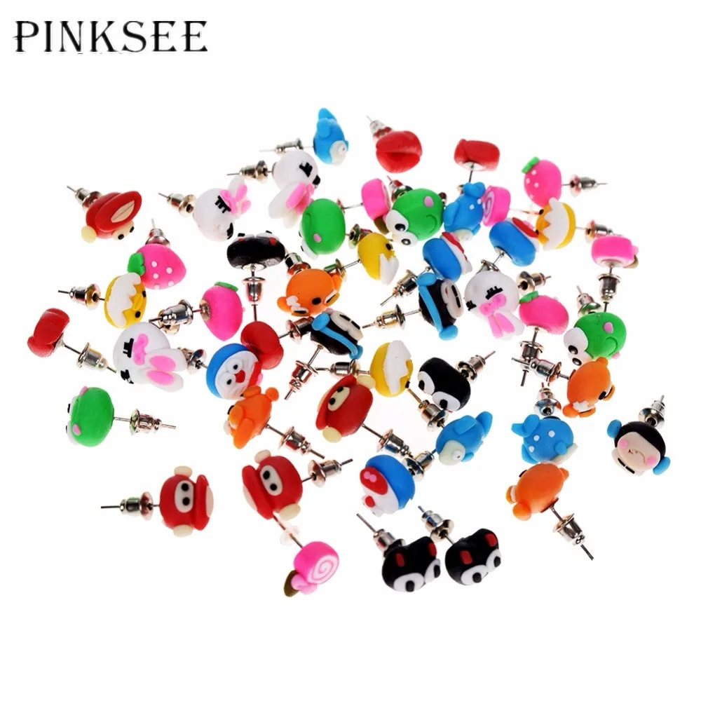Pinksee 24 пара/лот Новые Симпатичные Модные сплав Мелких Животных Серьги гвоздики