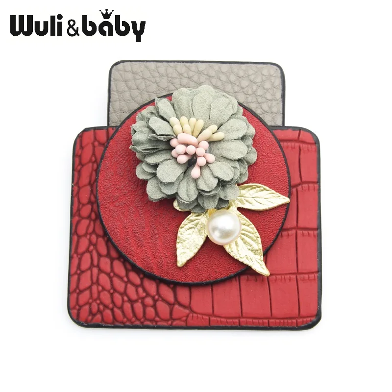 Wuli& baby, красный синий флакон духов, стильные броши, женская кожаная брошь в виде цветка, булавки - Окраска металла: Red