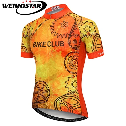 CD5223 Weimostar Мужская велосипедная майка Pro Team для спуска на гору, дышащая велосипедная майка с коротким рукавом, велосипедная Экипировка оранжевого цвета - Цвет: CD5223