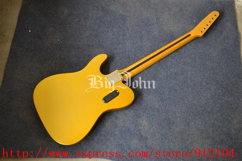 Новая полуготовая электрогитара желтого цвета с мостом и корпусом из красного