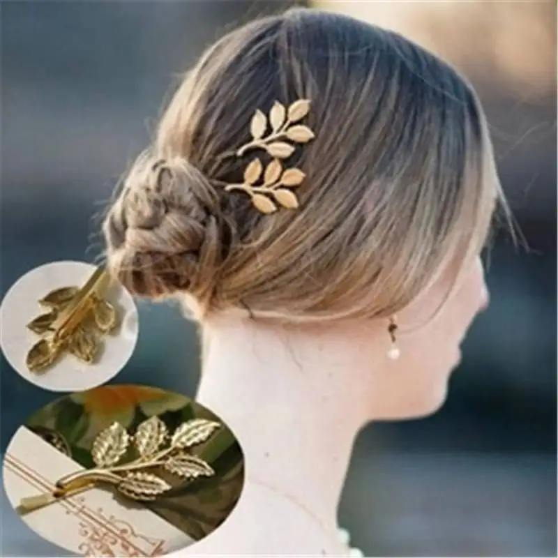 

2pcs New arrival Woman Bride Metal Leaf Hair Clips Beautiful And Elegant Girls barrettes Hair Accessories Fashion Two Type