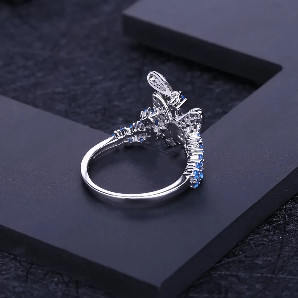 GEM'S балетное нано швейцарское кольцо с синей бабочкой из стерлингового серебра
