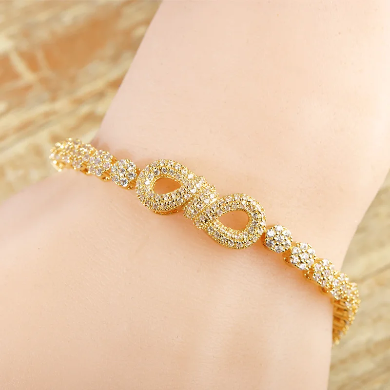 Женские Ювелирные наборы с цирконием MECHOSEN ожерелье в форме цифры 8 серьги браслет