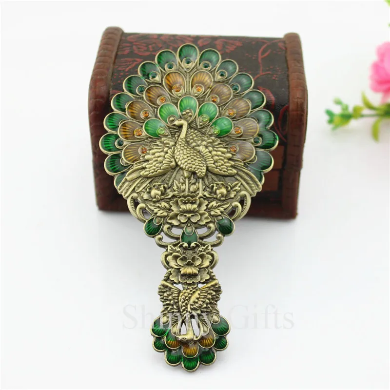 Павлин дизайн косметическое зеркало и расчетёска в комплекте свадебные подарки