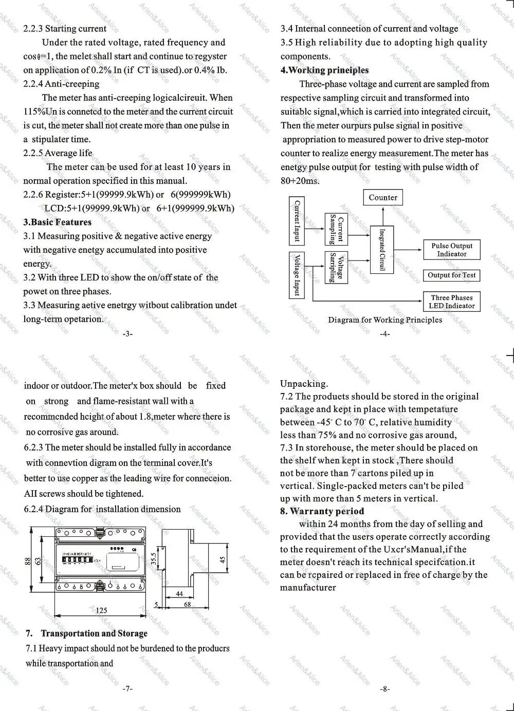 10(100) A 3*230 V/400 V 50 HZ Трехфазный din-рейка кВт-ч Ватт час din-рейка счетчик энергии lcd