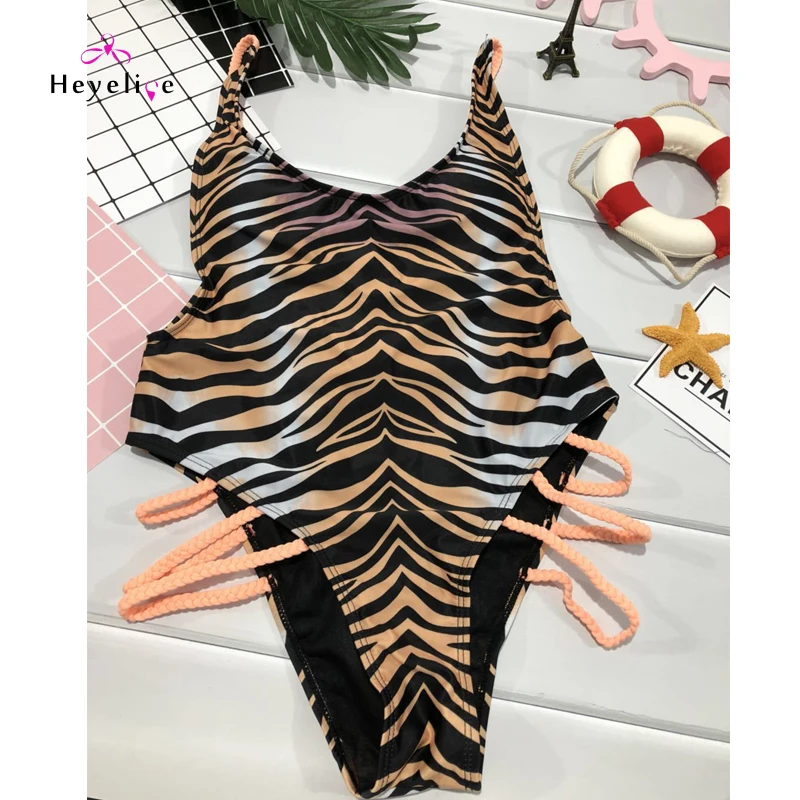 Сексуальный леопардовый купальник для женщин полый бандажный с высоким вырезом