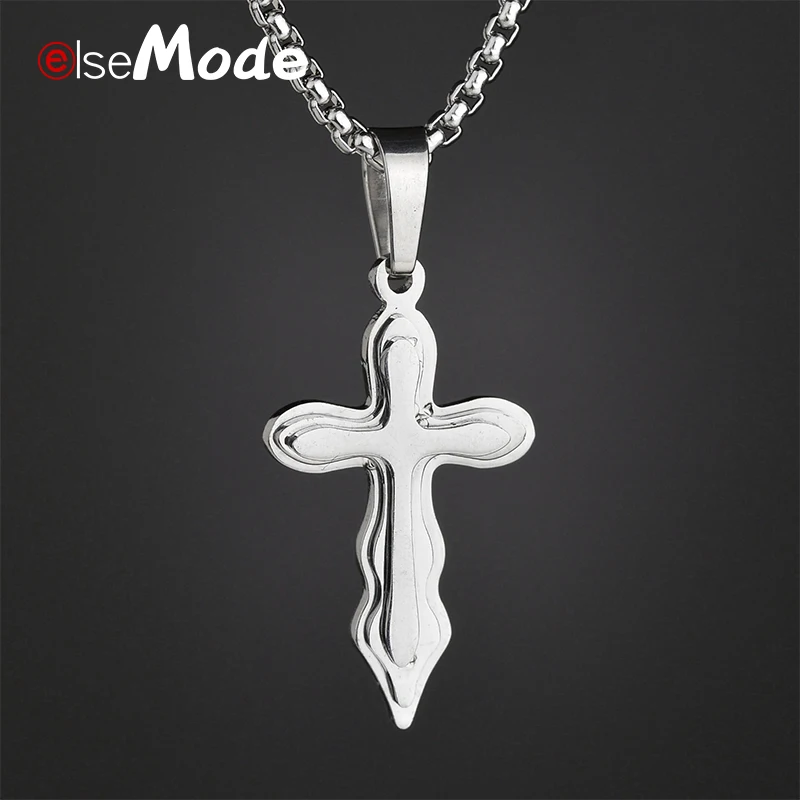 ELSEMODE крошечное многослойное ожерелье с крестом Иисуса из титановой нержавеющей