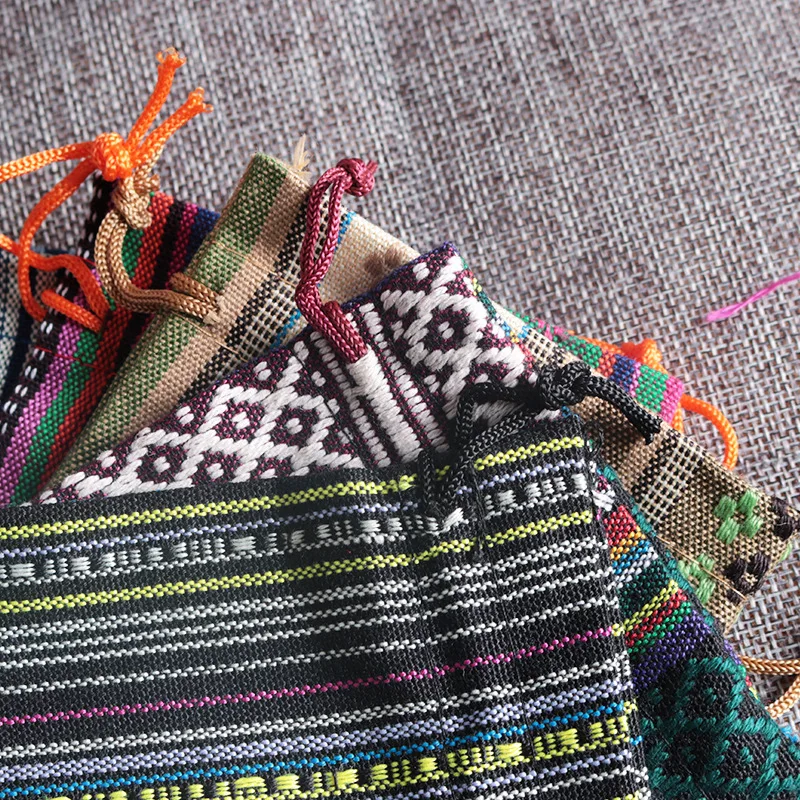 50 шт. ручной работы тканевая сумка в подарок на шнурке отделка мешок из хлопка 9*13