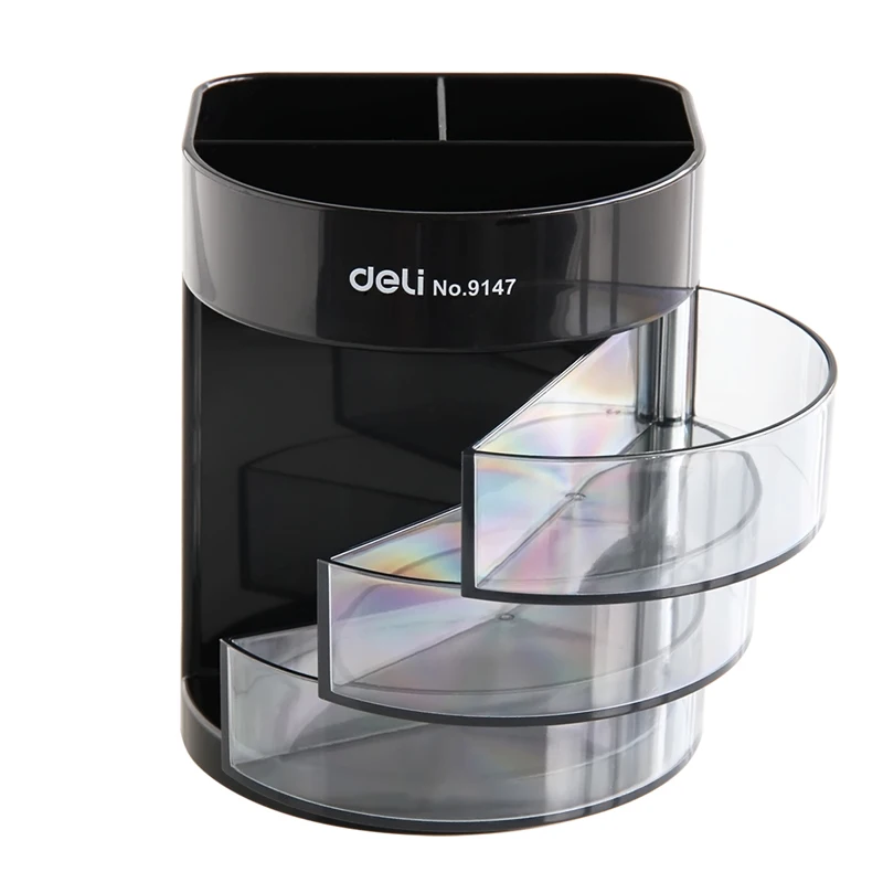 Deli 9147 Three Layers Of Transparent Small Drawer Multifunctional Office High-end Desktop Storage Pen Holder | Канцтовары для