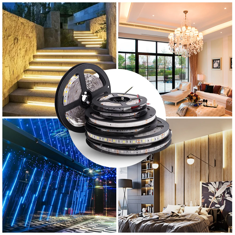 

LUCKYLED LED Strip 5050 SMD Waterproof 12V 5M Flexible RGB LED Strips Diode Tape Ribbon LED Light Strip 60leds/m LED Stripe