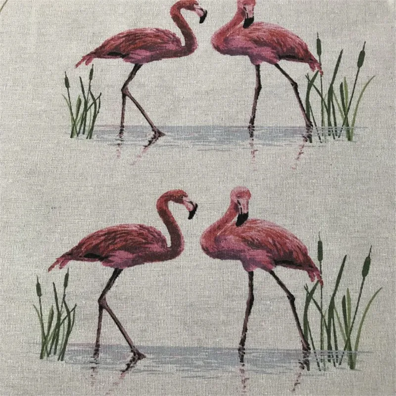 HMS 50x150cm Cotton Linen Fabric DIY Craft Material For Home Deco Print Flamingo Lover Pairs | Дом и сад