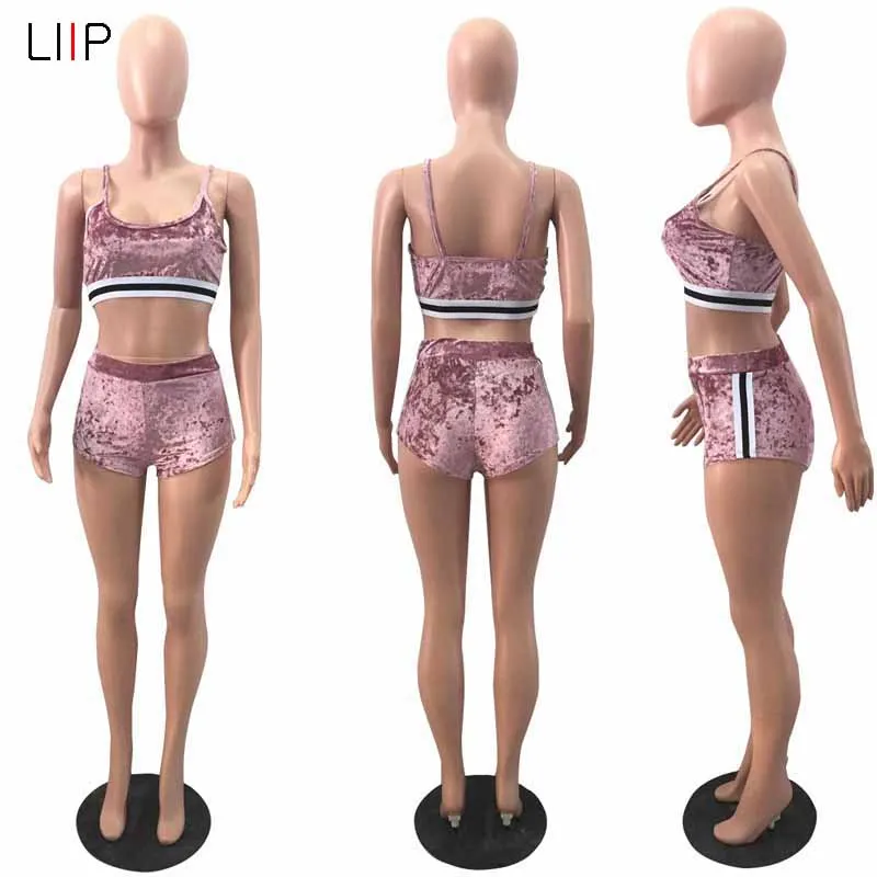 Женский клубный комплект из двух предметов укороченный топ и шорты LIIP 3291 лето