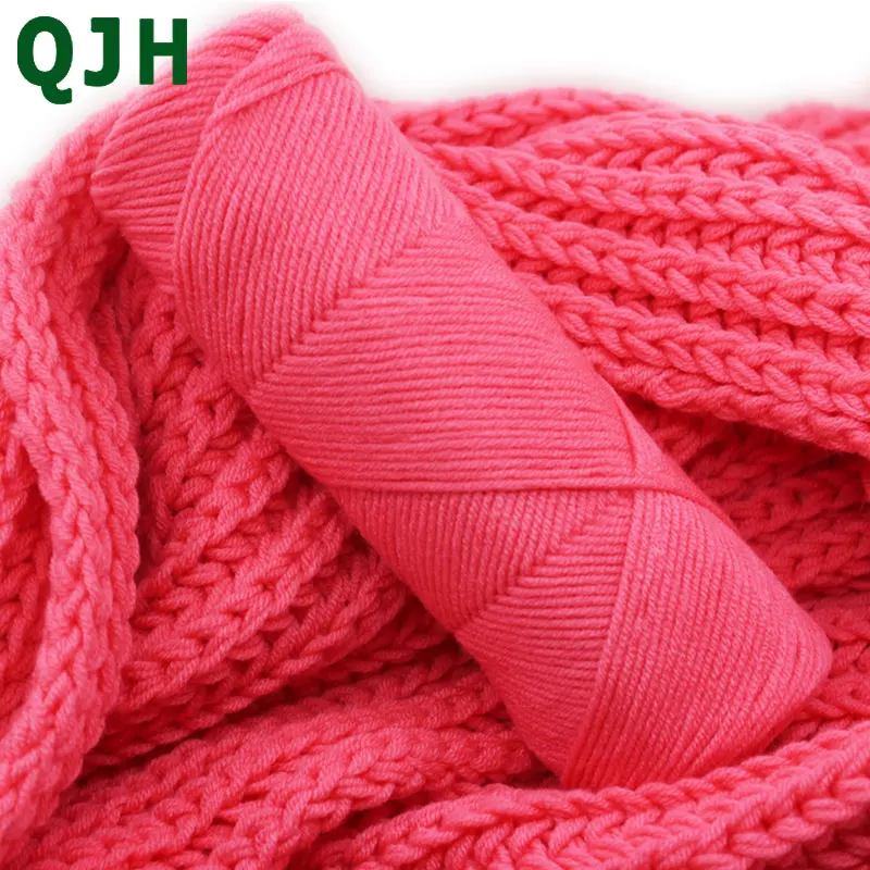 QJH 250 г/лот мягкая хлопчатобумажная пряжа молочного цвета ручная трикотажная шерстяная пряжа DIY плетение нить для ребенка вязаный крючком шарф из ткани одежда