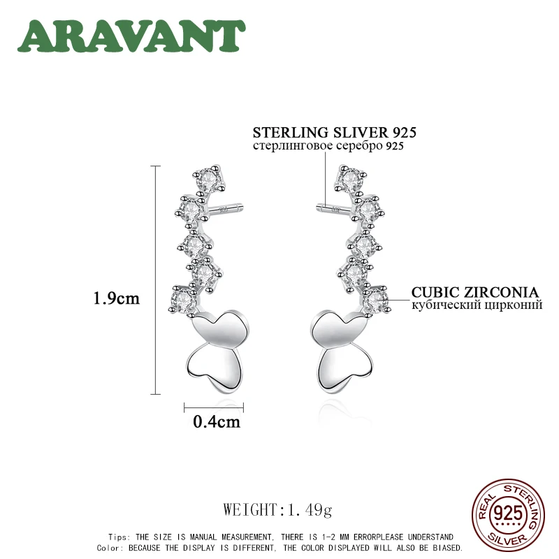 

925 Sterling Silver Earrings Silver Gold Small Butterfly Zirconia Stud Earrings For Women Valentine's Day Gifts