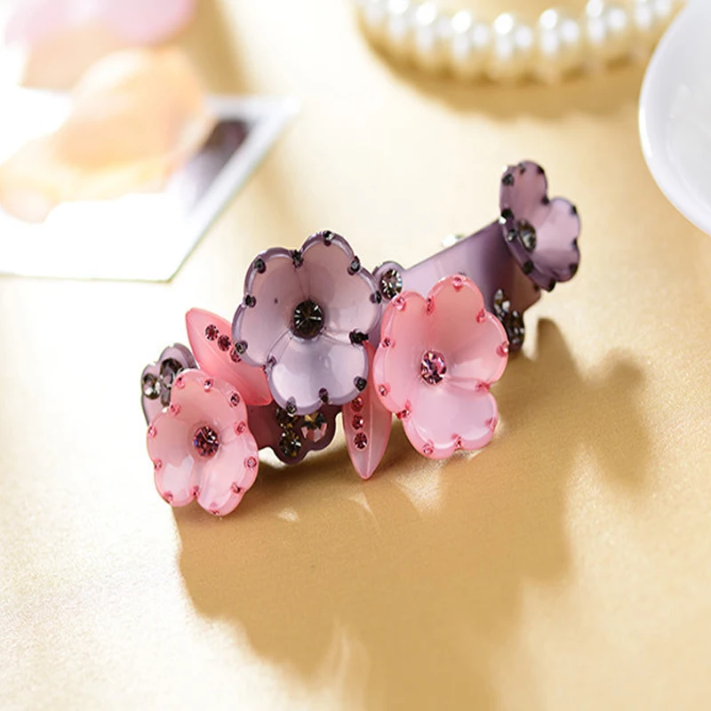 Заколка для волос из ацетатной ткани в форме цветка Французская заколка модные