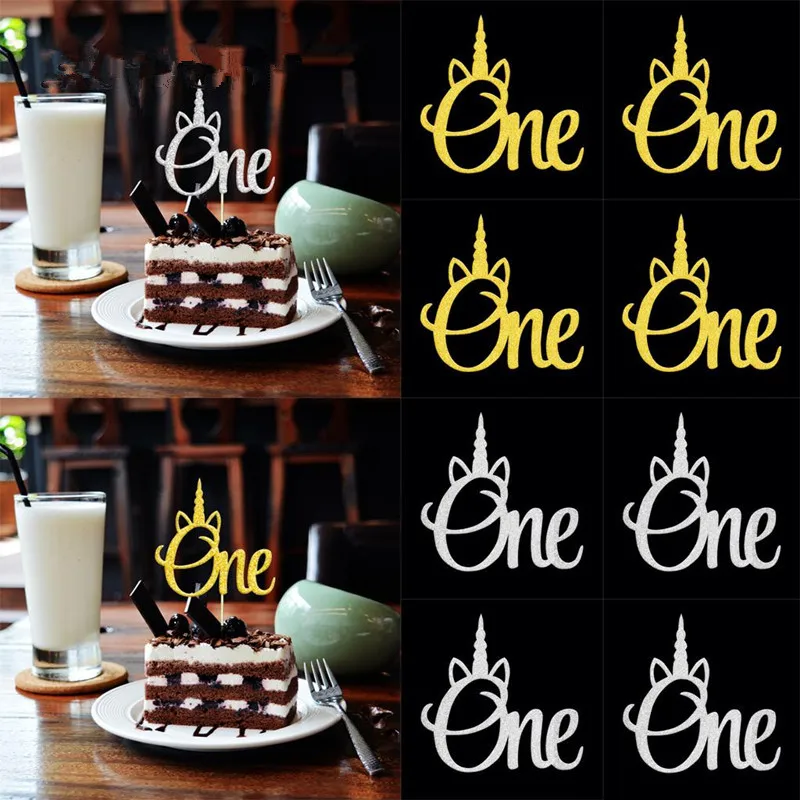 

20 шт. одна золотистая Серебристая блестящая бумага для торта с надписью Happy First Birthday Baby Shower Party Cake Decoration Cupcake Picks Laser Cut