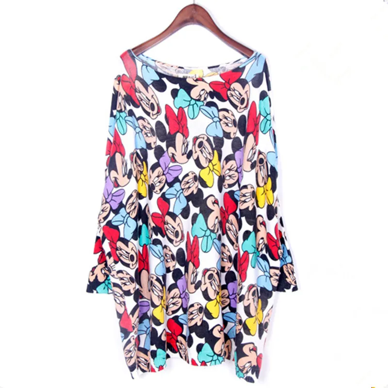 2019 women clothing batwing sleeve cartoon print relaxed sweater long Tops Female casual loose pullovers knitted jumpers 6015 | Женская