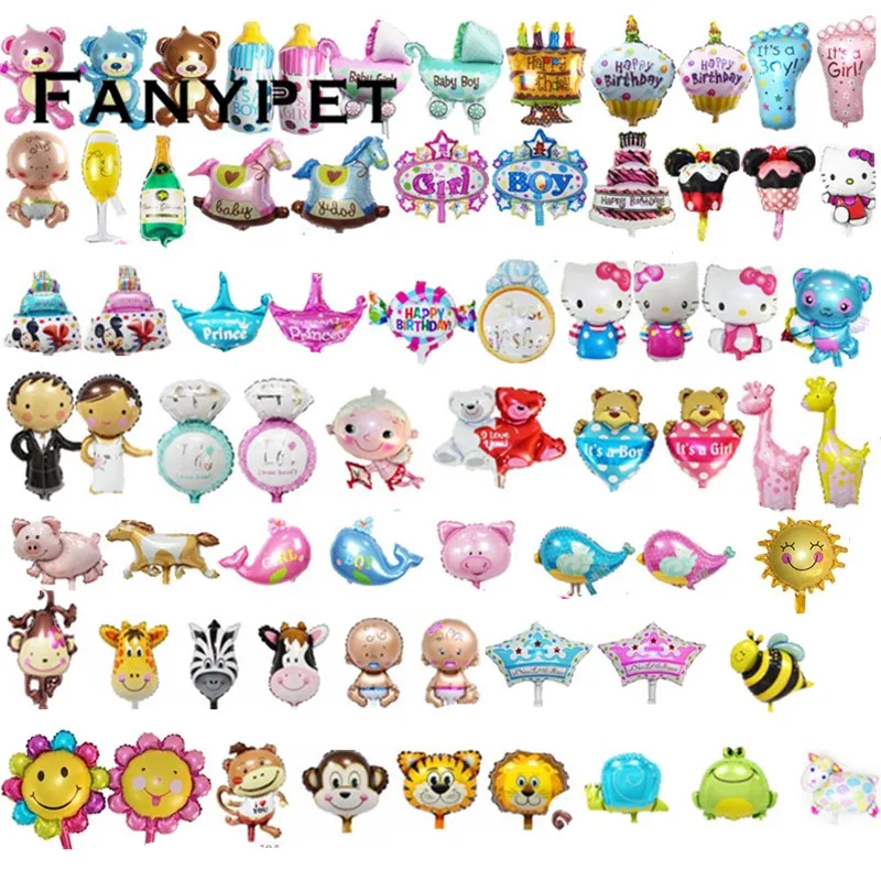 

500pcs mix mini animal cute princess cal foil balloon number rainbow candy birthday party decoration child toy supplier