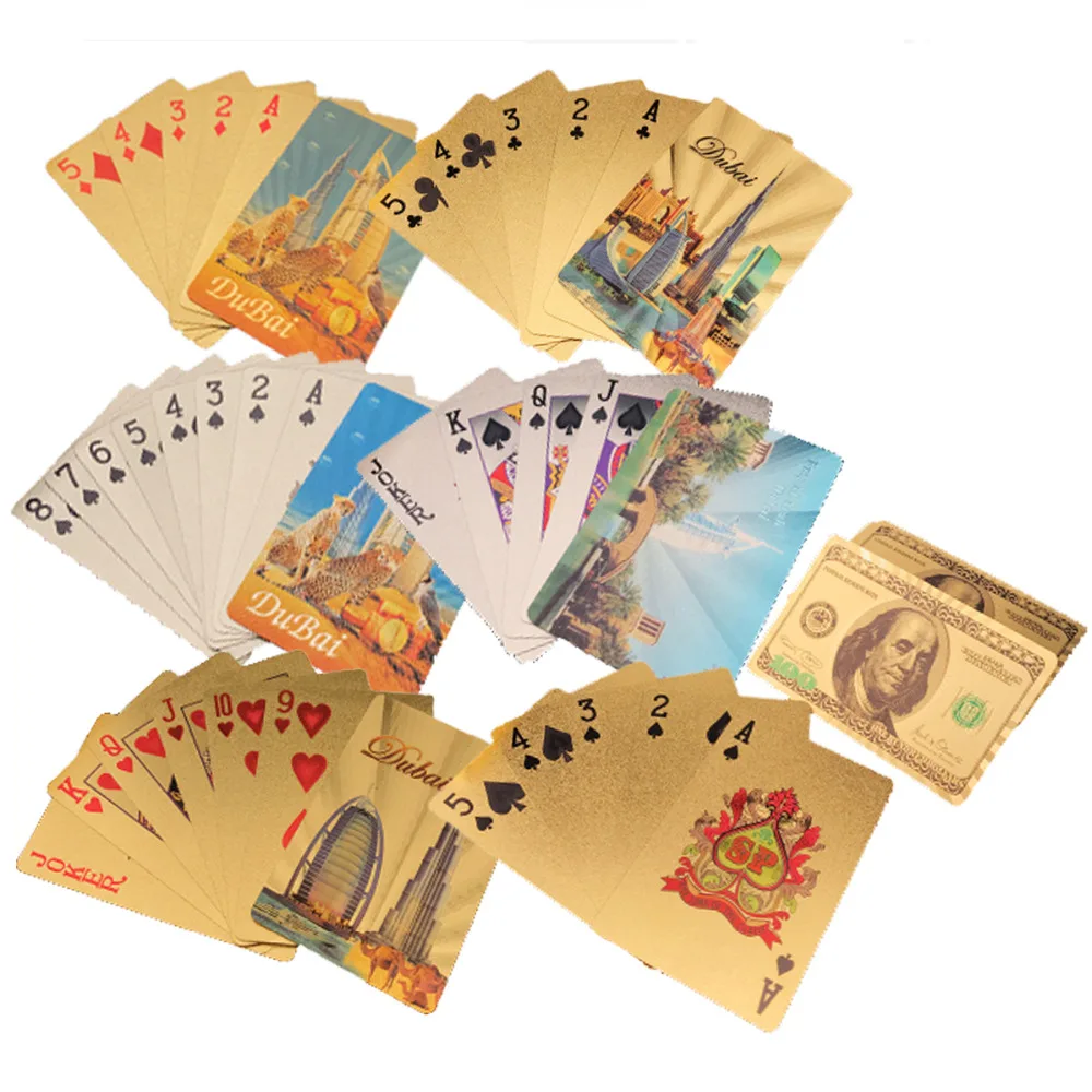 Золотой, из ПВХ игральные карты Золотые пластиковые покерные карты Poker пластиковые o Cartas de Poquer