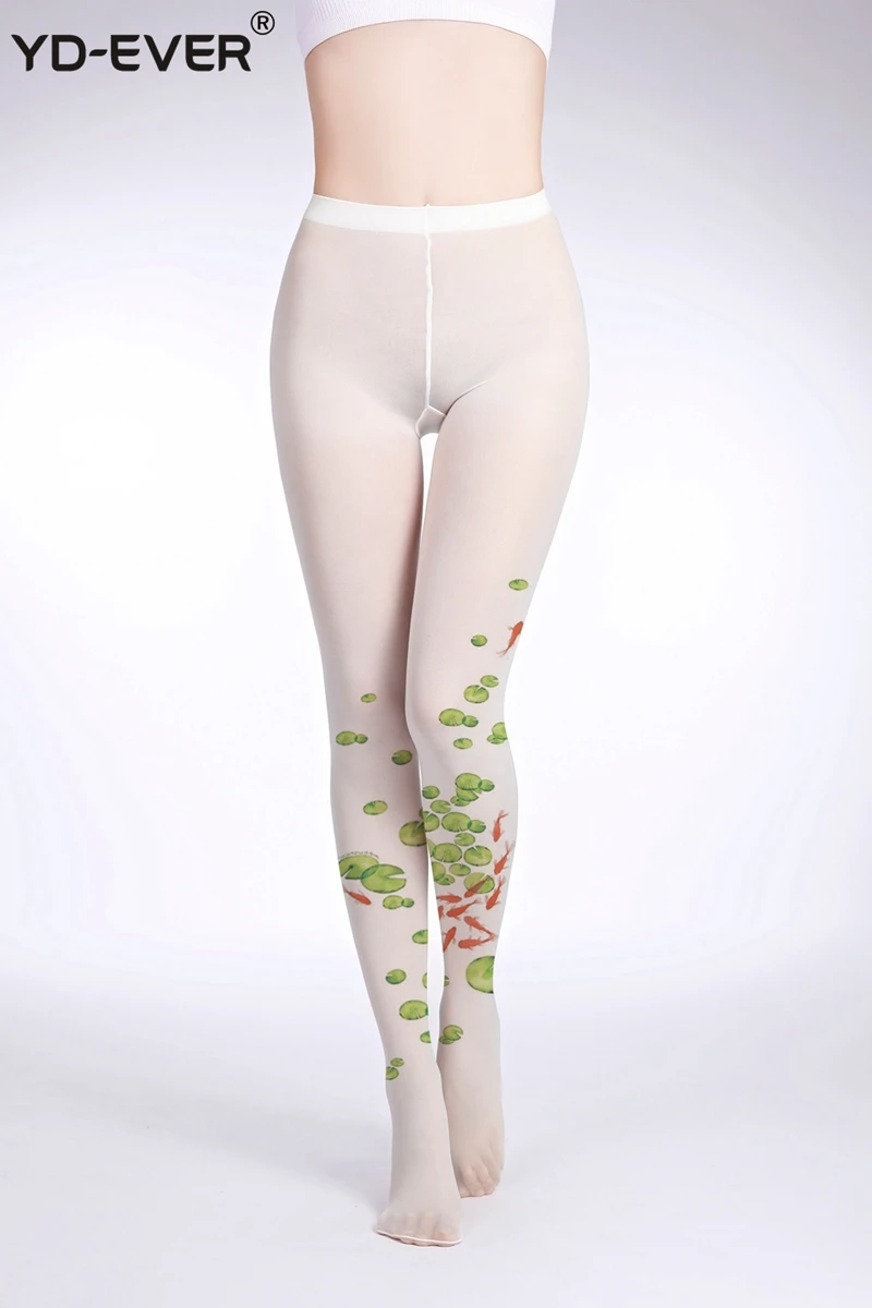 YD-EVER милые женские колготки с принтом хлопковые жаккардовые брендовые модные