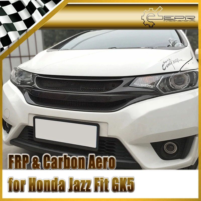 Автомобильный Стайлинг для Honda Jazz Fit GK5 14 17 углеродное волокно BG Style передний гриль