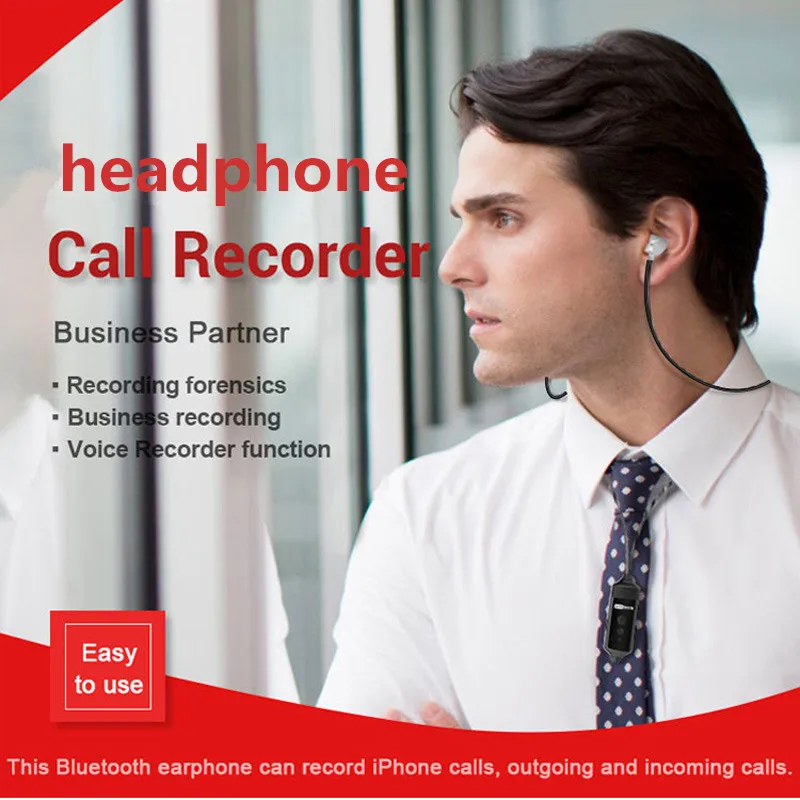Беспроводной Bluetooth Диктофон для звонков наушники для iPhone Android мобильный телефон разговор входящие исходящие звонки запись