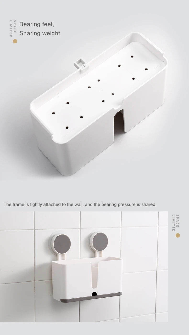 Bathroom Shelf Adhesive Storage Rack Toothbrush Holder Shaver Rack Organizer Wall Hanging Brushing Teeth Toothpaste Rack